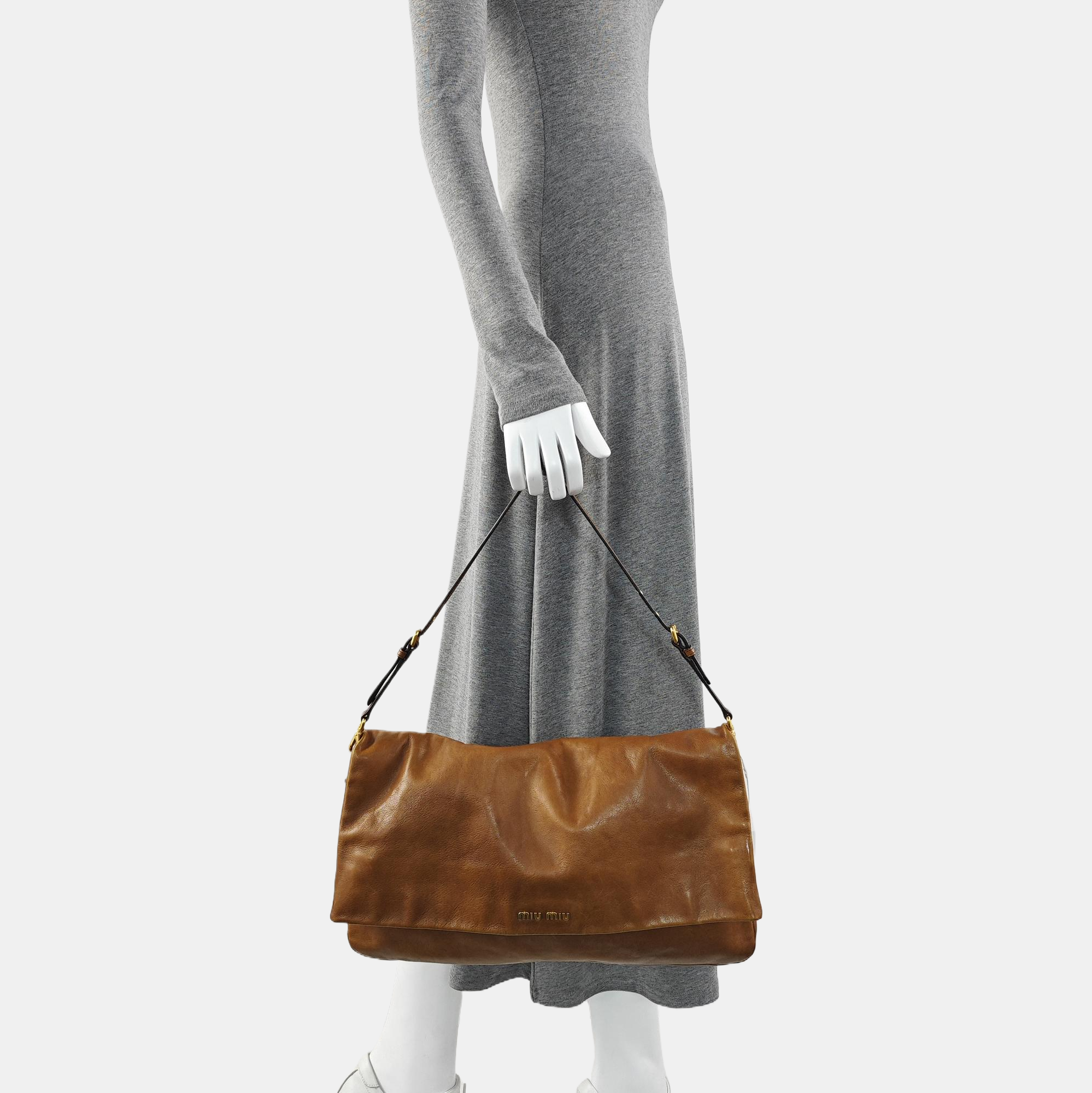 Calfskin Shoulder Bag Brown