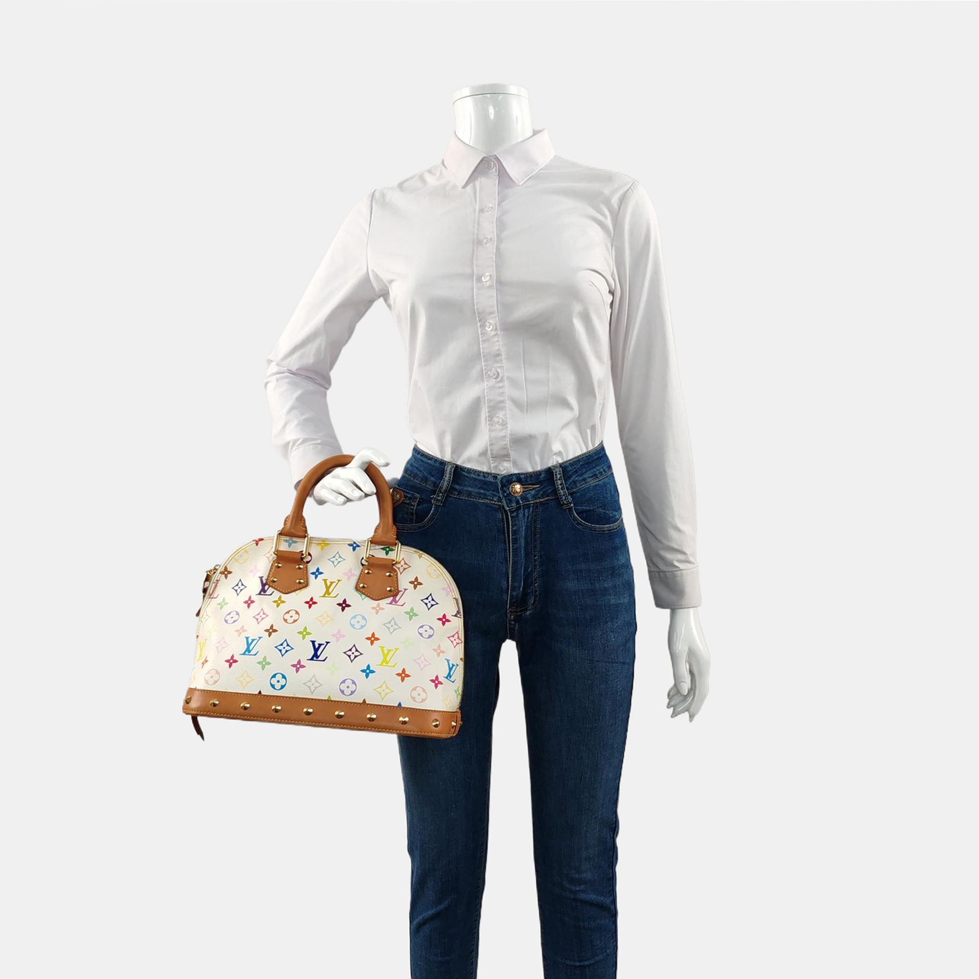 LV × TM Alma Pequeño Monogram Lona Revestida Blanca