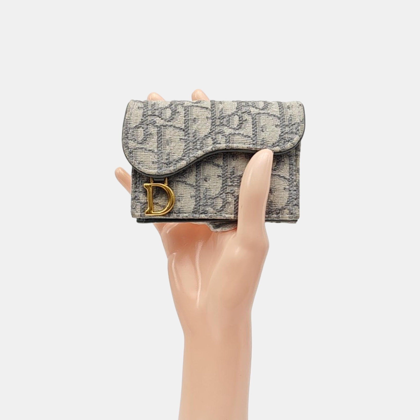 Saddle Mini Oblique Fabric Gray Card Holder