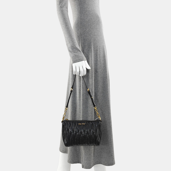 Quilted Lambskin Top Handle Bag Black