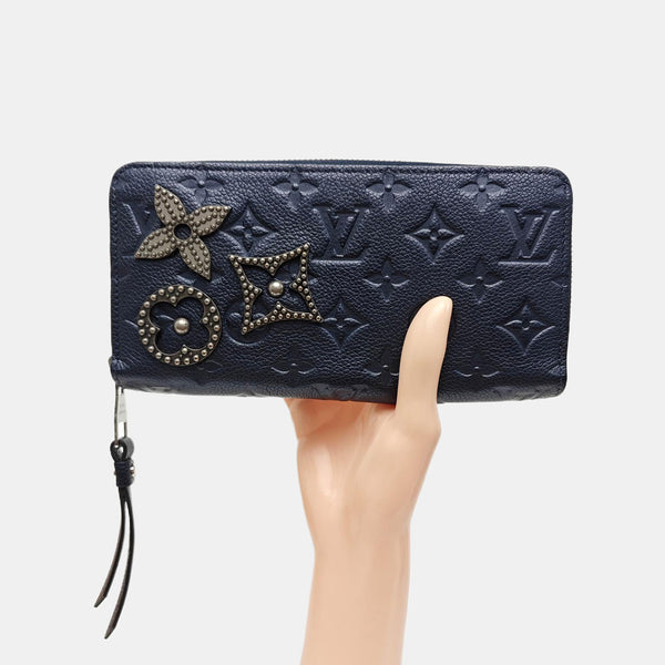 ZIPPY Monogram Calfskin Blue Wallet