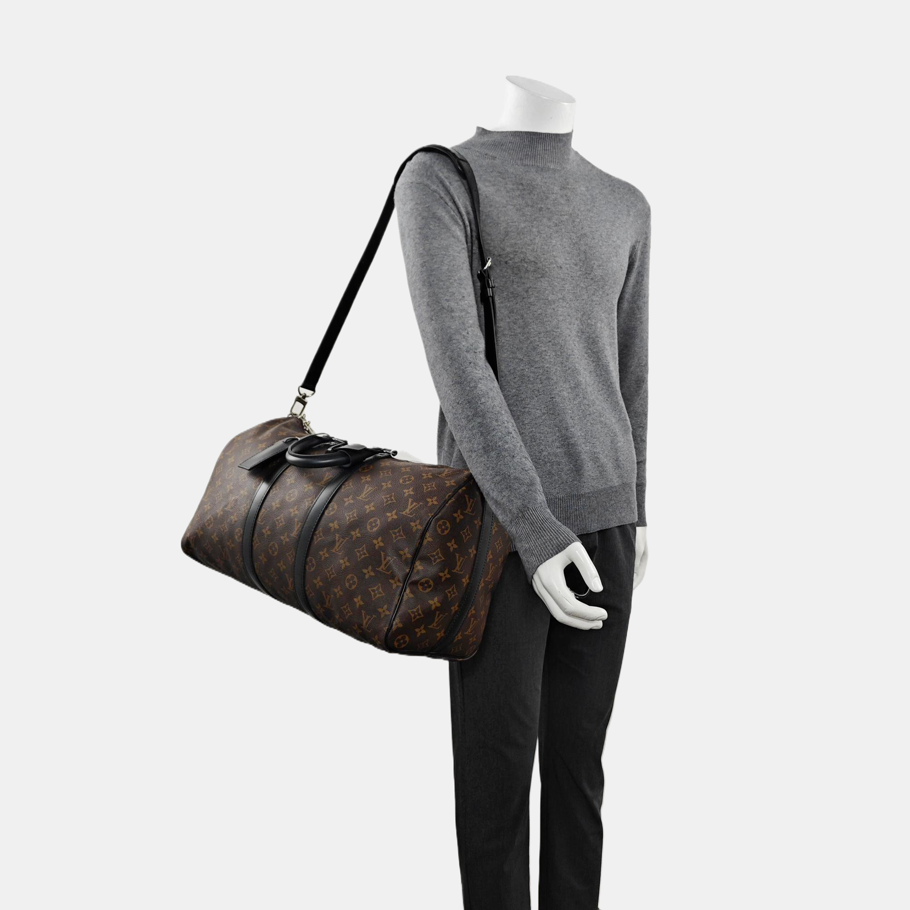 KEEPALL 45 Monogram Coated Canvas Brown