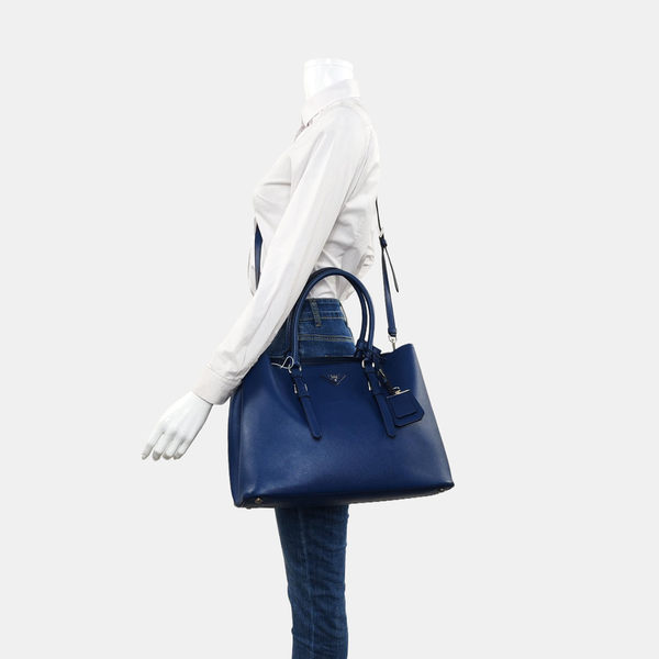 Authenticated pre-owned  Double Saffiano Calfskin Blue - Tote Bag at Looply