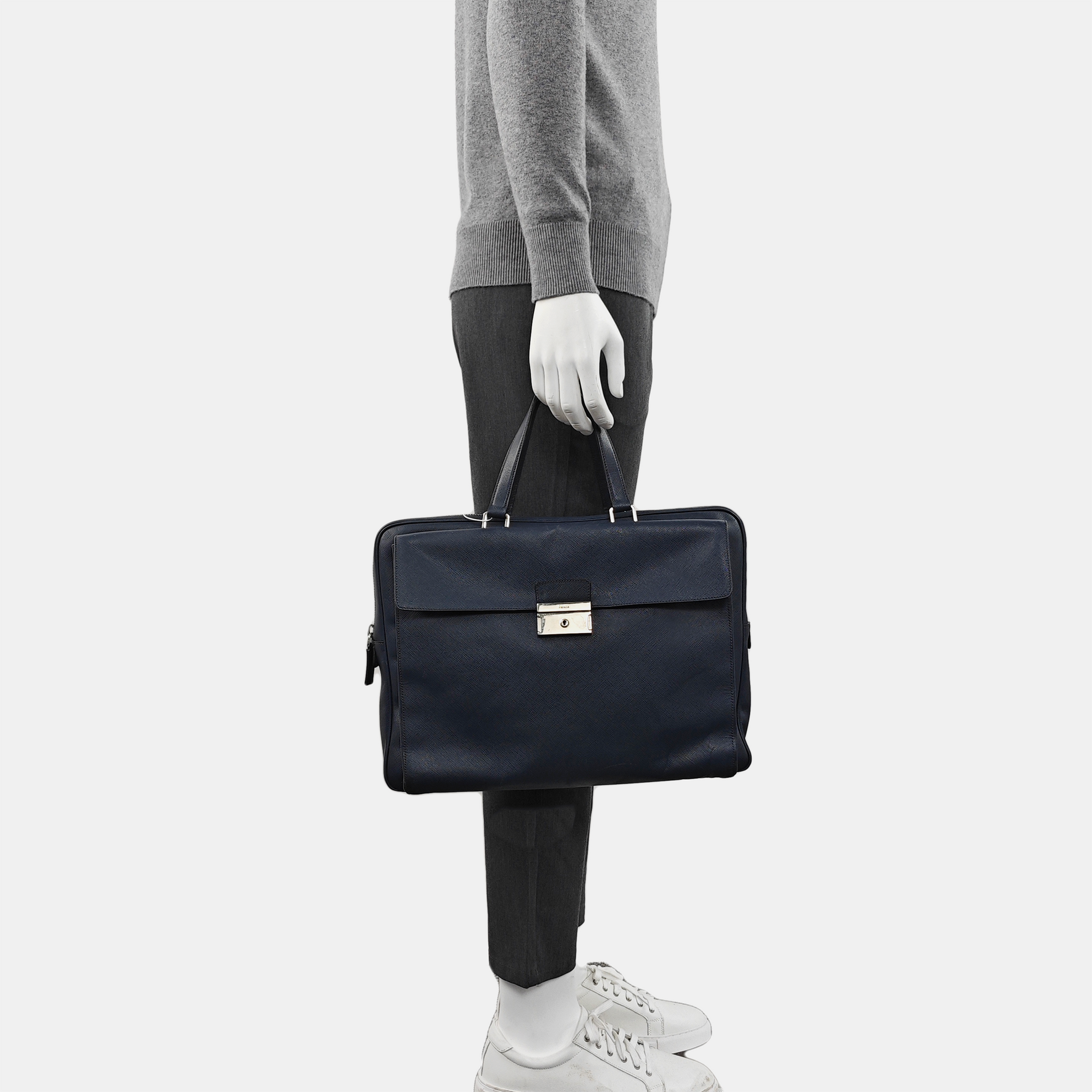Calfskin Top Handle Bag Blue