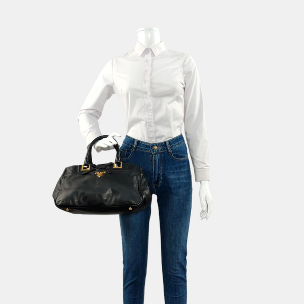 Nylon Top Handle Bag Black