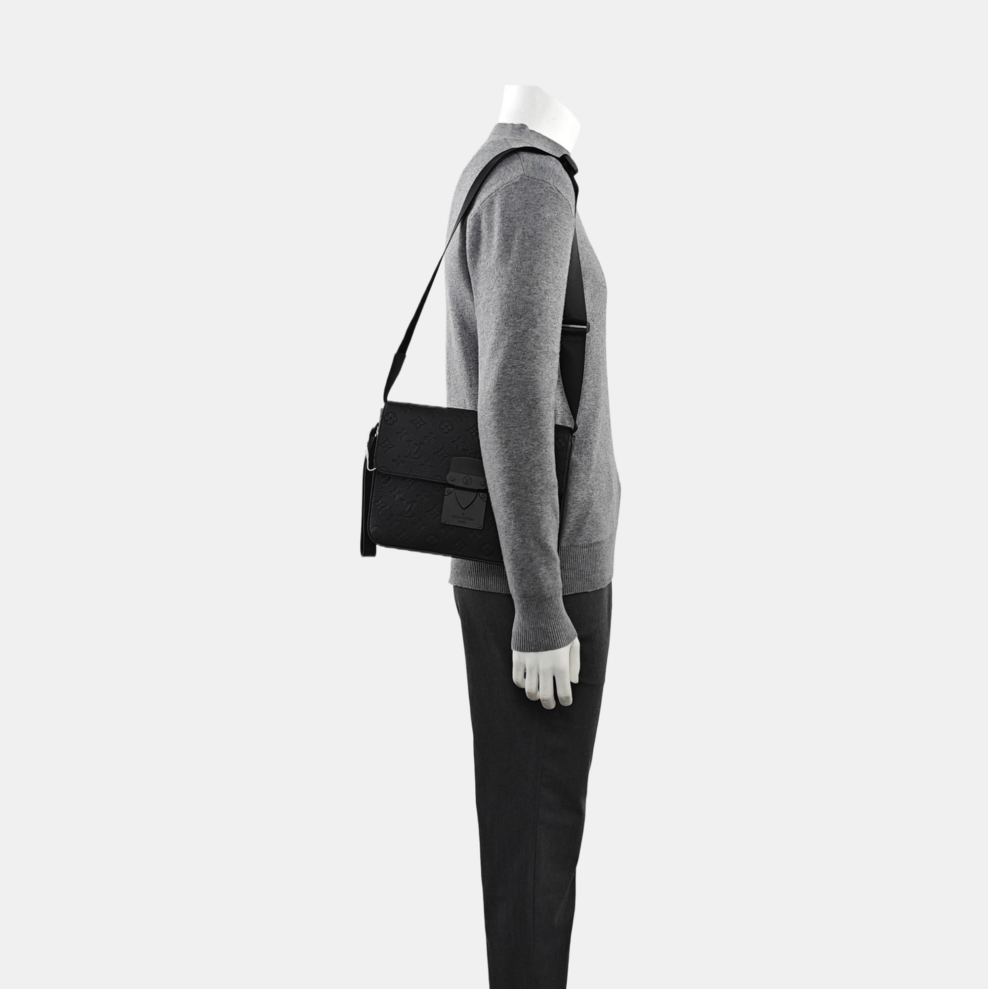 S LOCK Monogram Calfskin Black