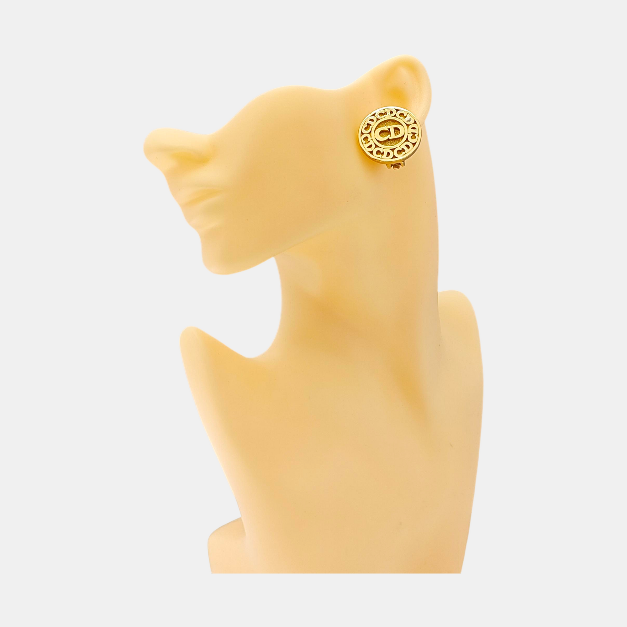 Petit CD Metal Gold Clip On Earrings