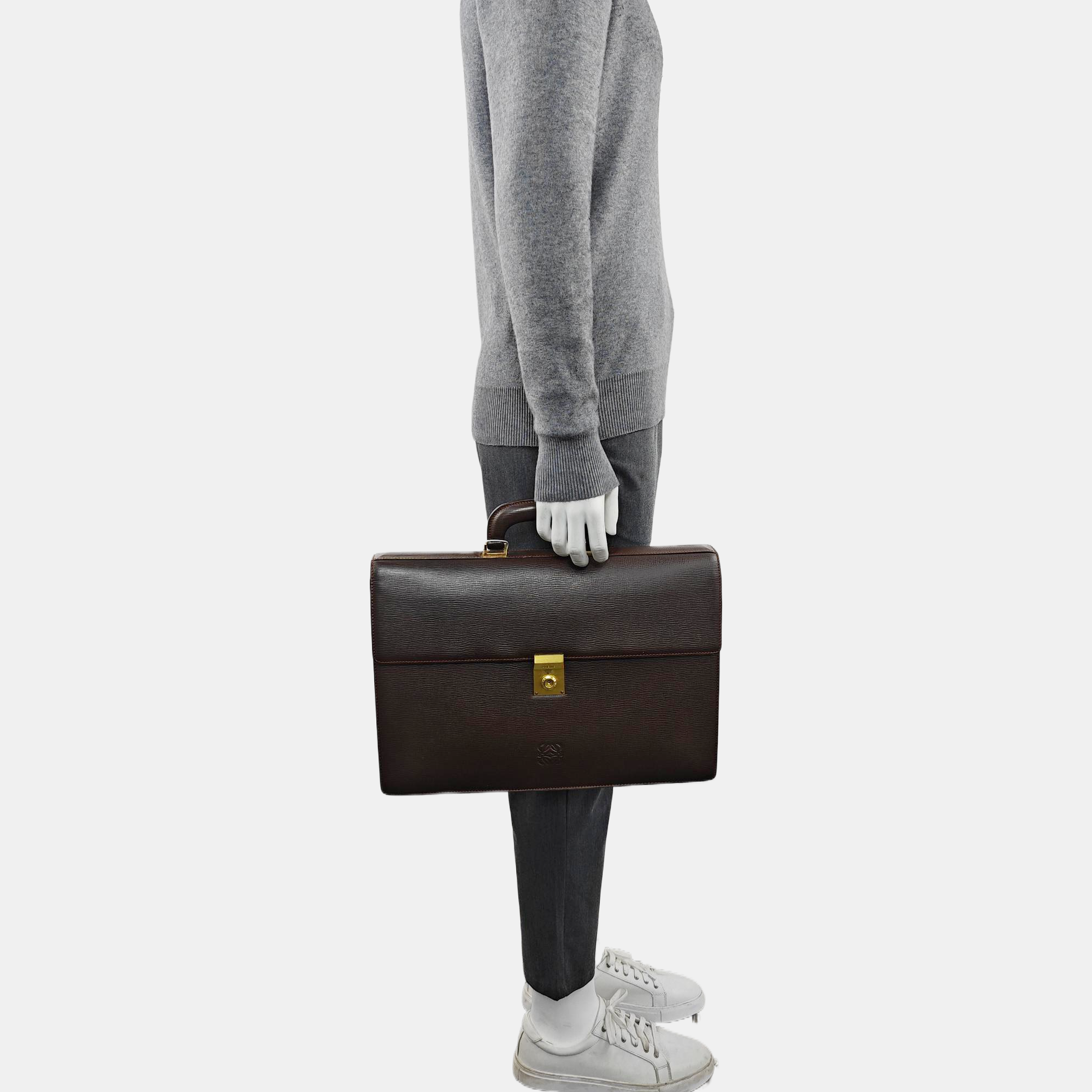 Calfskin Top Handle Bag Brown