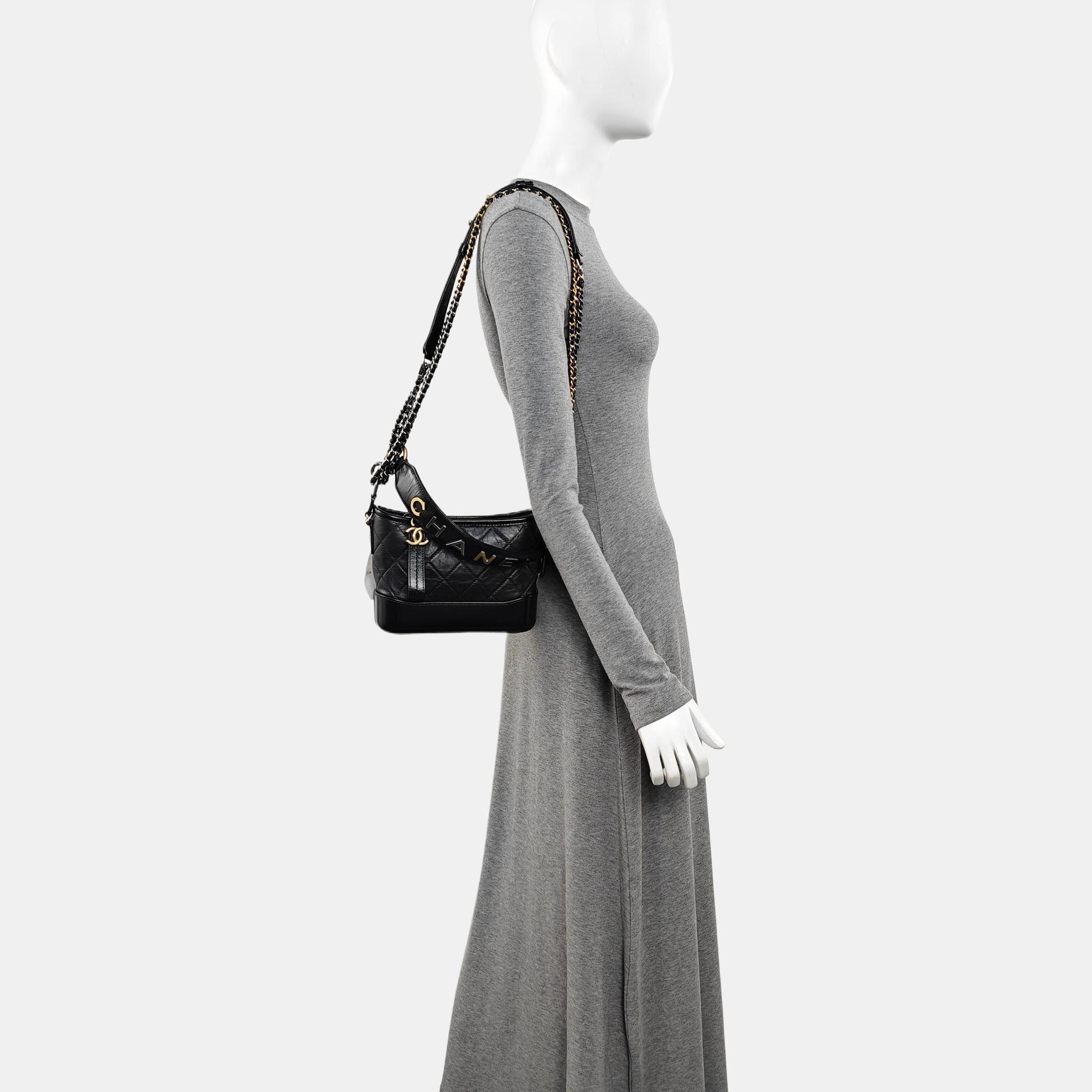 GABRIELLE Small Quilted Calfskin Black