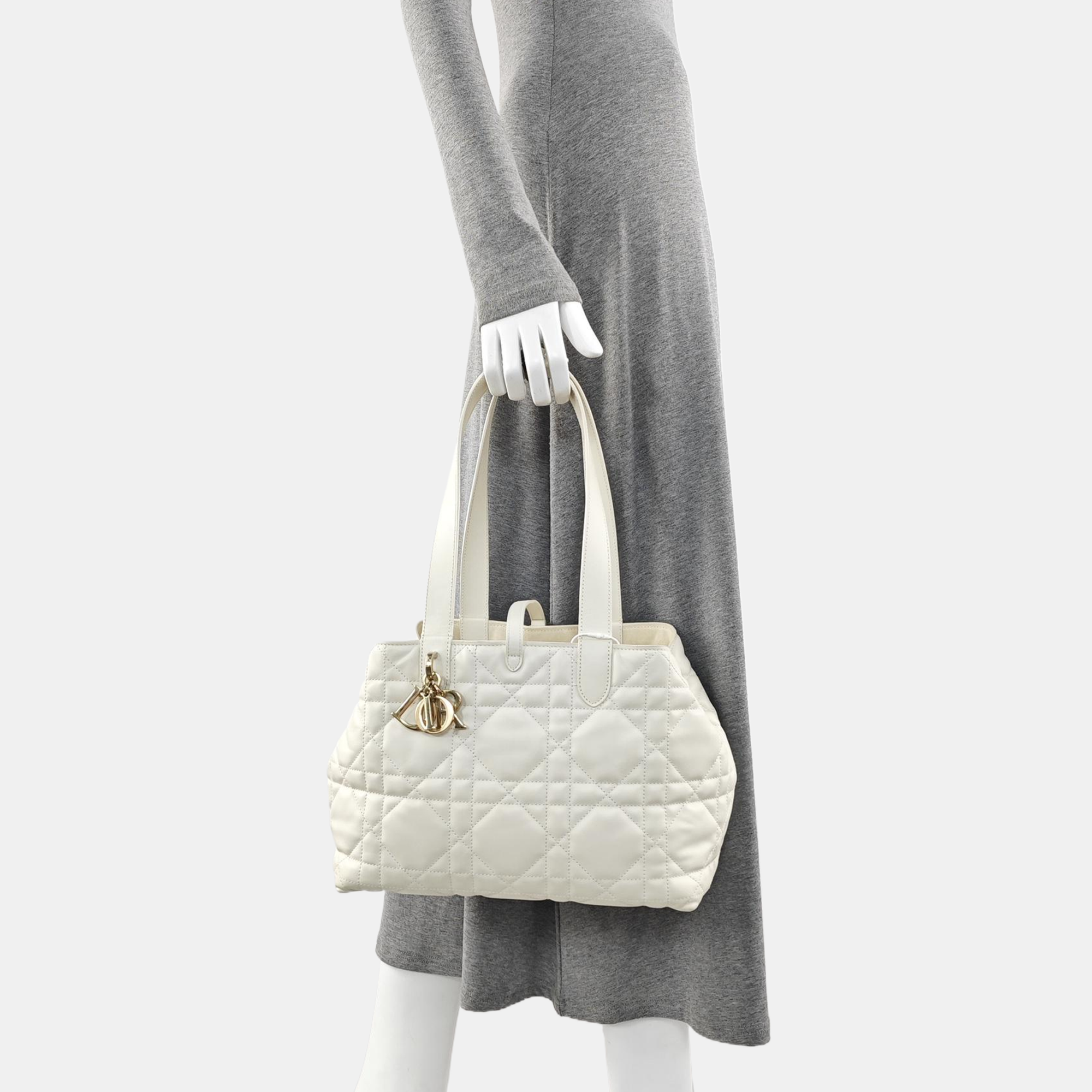 Toujours Medium Cannage Calfskin White