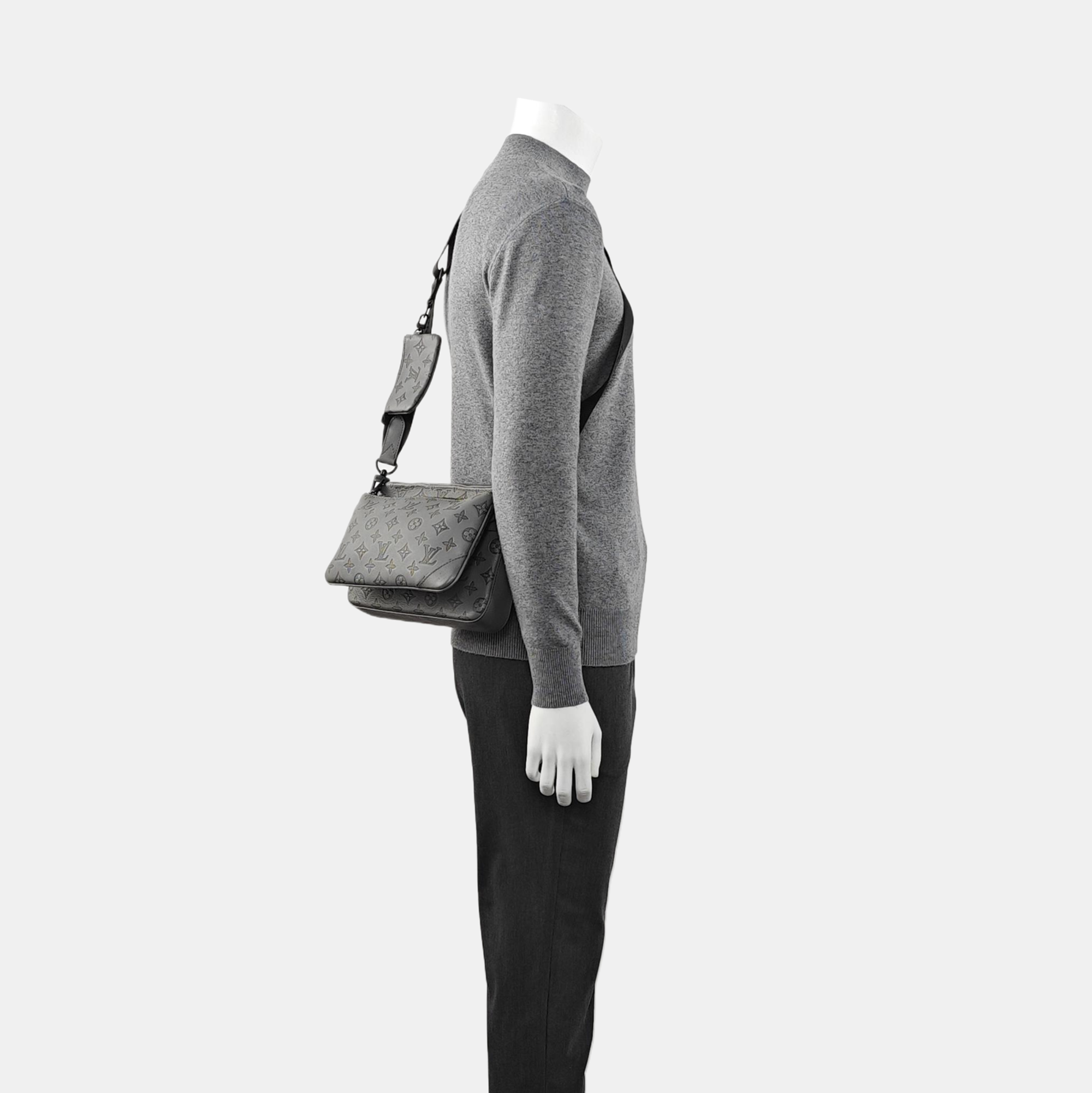 TRIO Monogram Calfskin Gray
