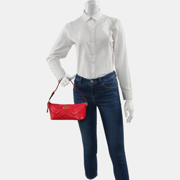 GG Marmont Small Quilted Calfskin Red