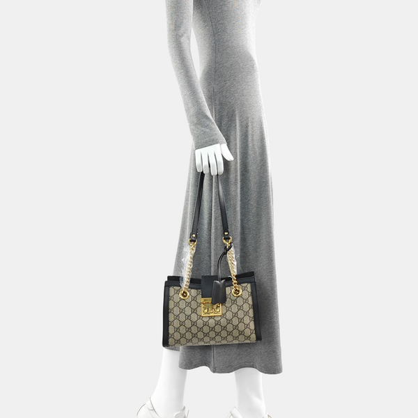 Padlock Small Monogram Coated Canvas Beige