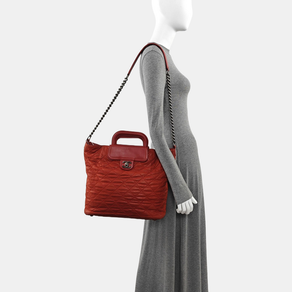 HAMPTONS CC Quilted Calfskin Red