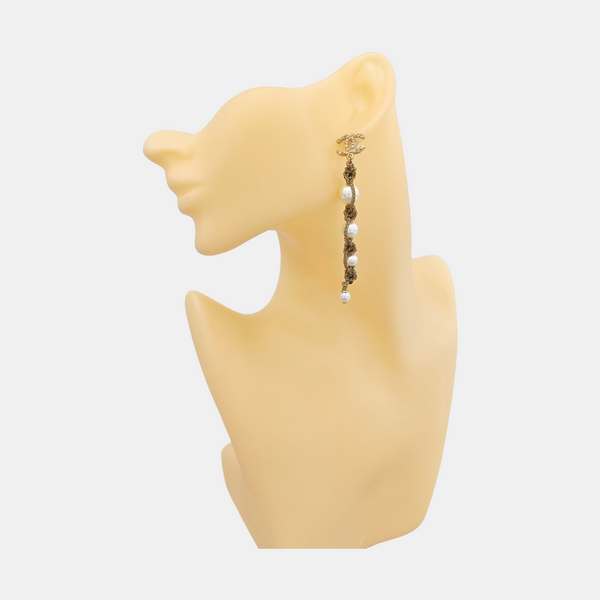 CC Logo Metal Gold Stud Earrings