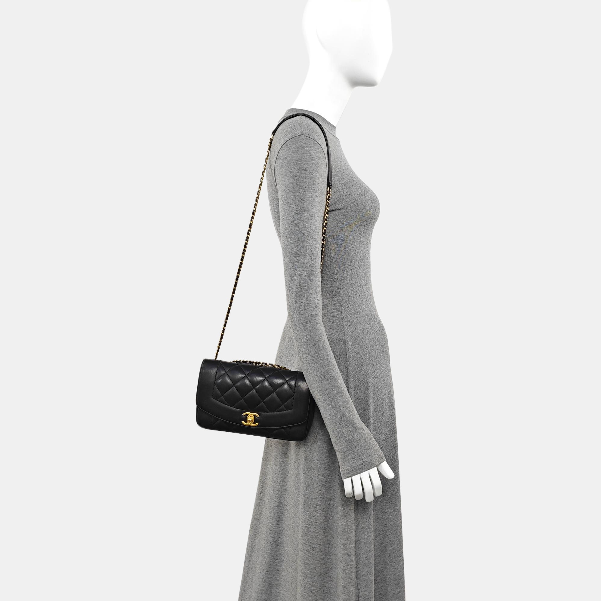 DIANA CC Quilted Lambskin Black