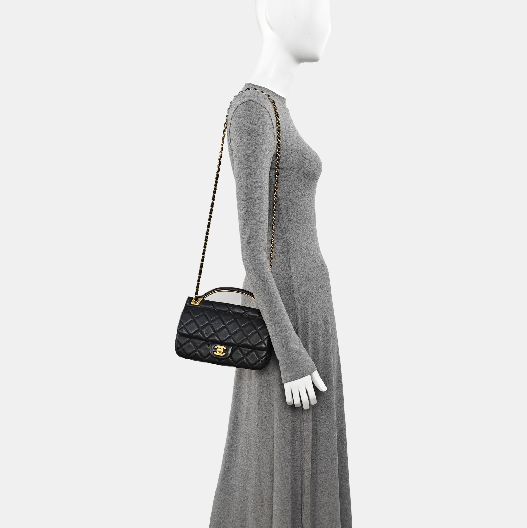 Quilted Calfskin Shoulder Bag Black