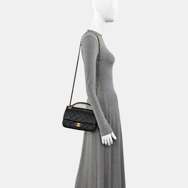 Quilted Calfskin Shoulder Bag Black