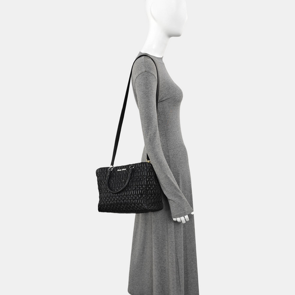 Lambskin Top Handle Bag Black