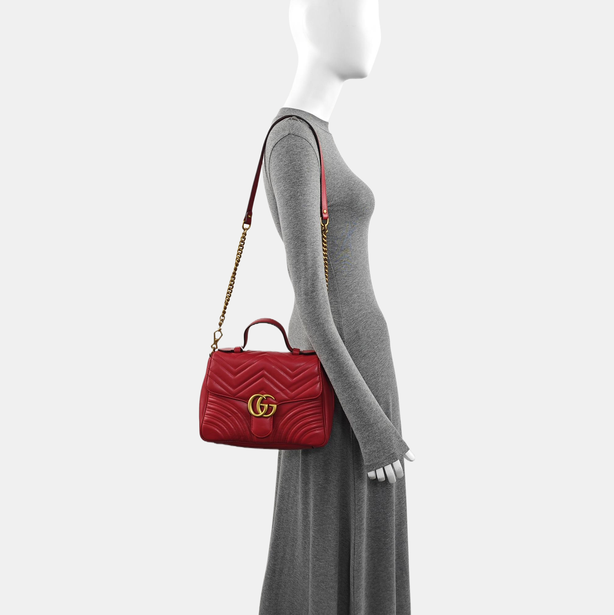 GG Marmont Small Quilted Calfskin Red