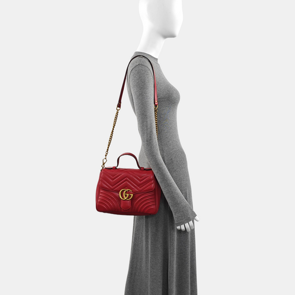 GG Marmont Small Quilted Calfskin Red