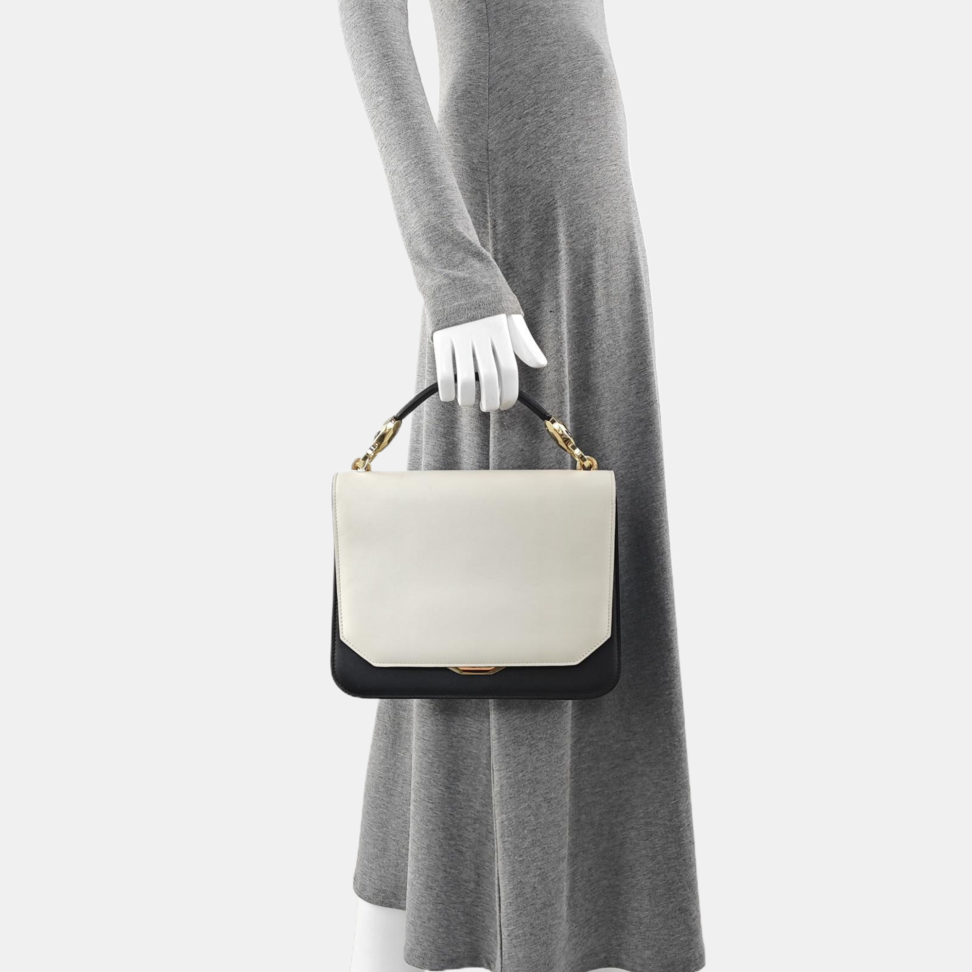Calfskin Top Handle Bag White
