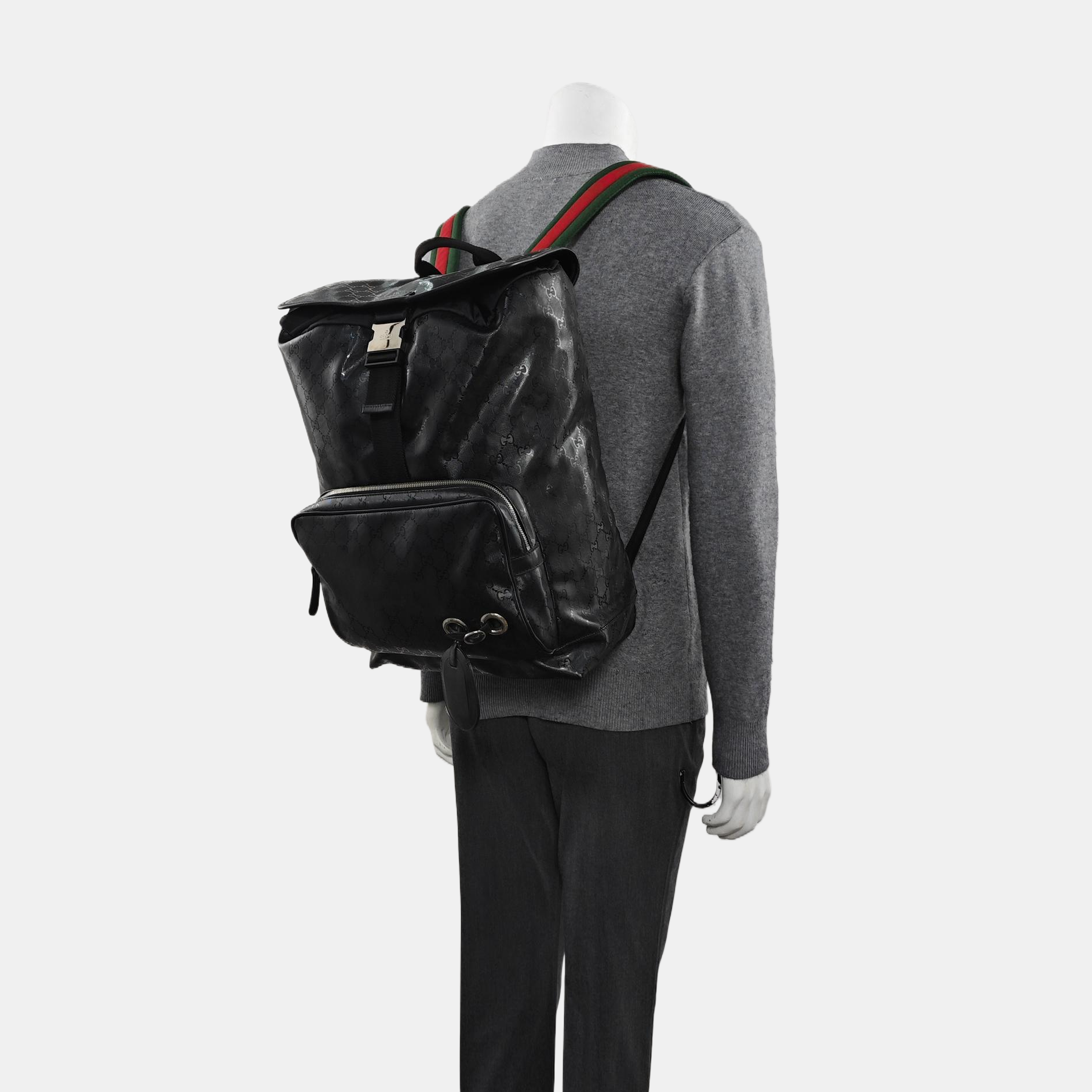 Monogram Coated Canvas Backpack Black