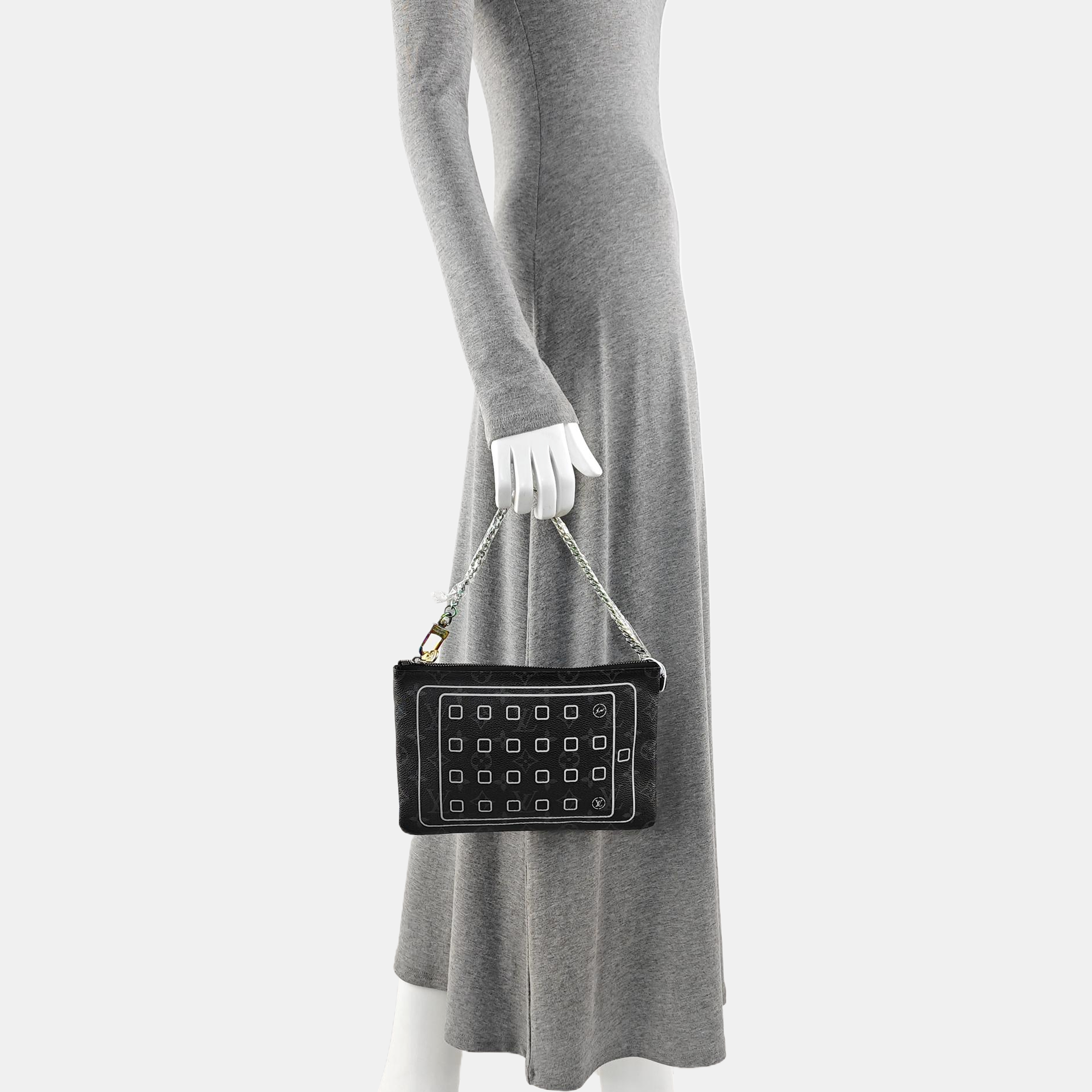 Monogram Coated Canvas Clutch Black