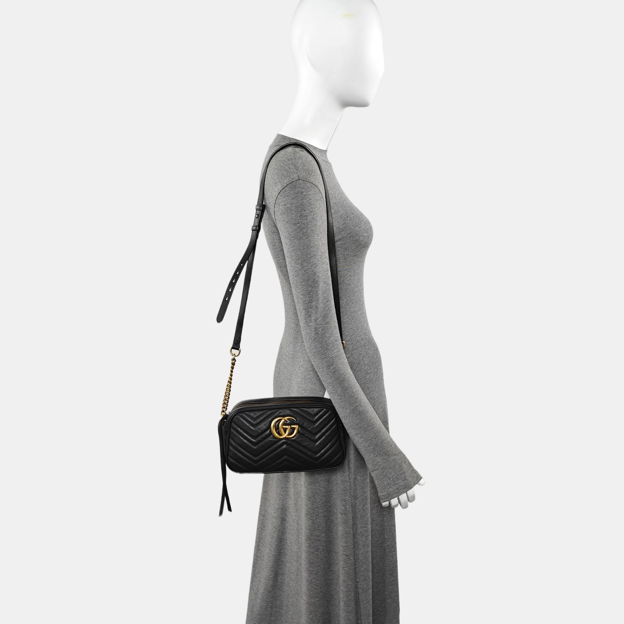 GG Marmont Small Quilted Calfskin Black
