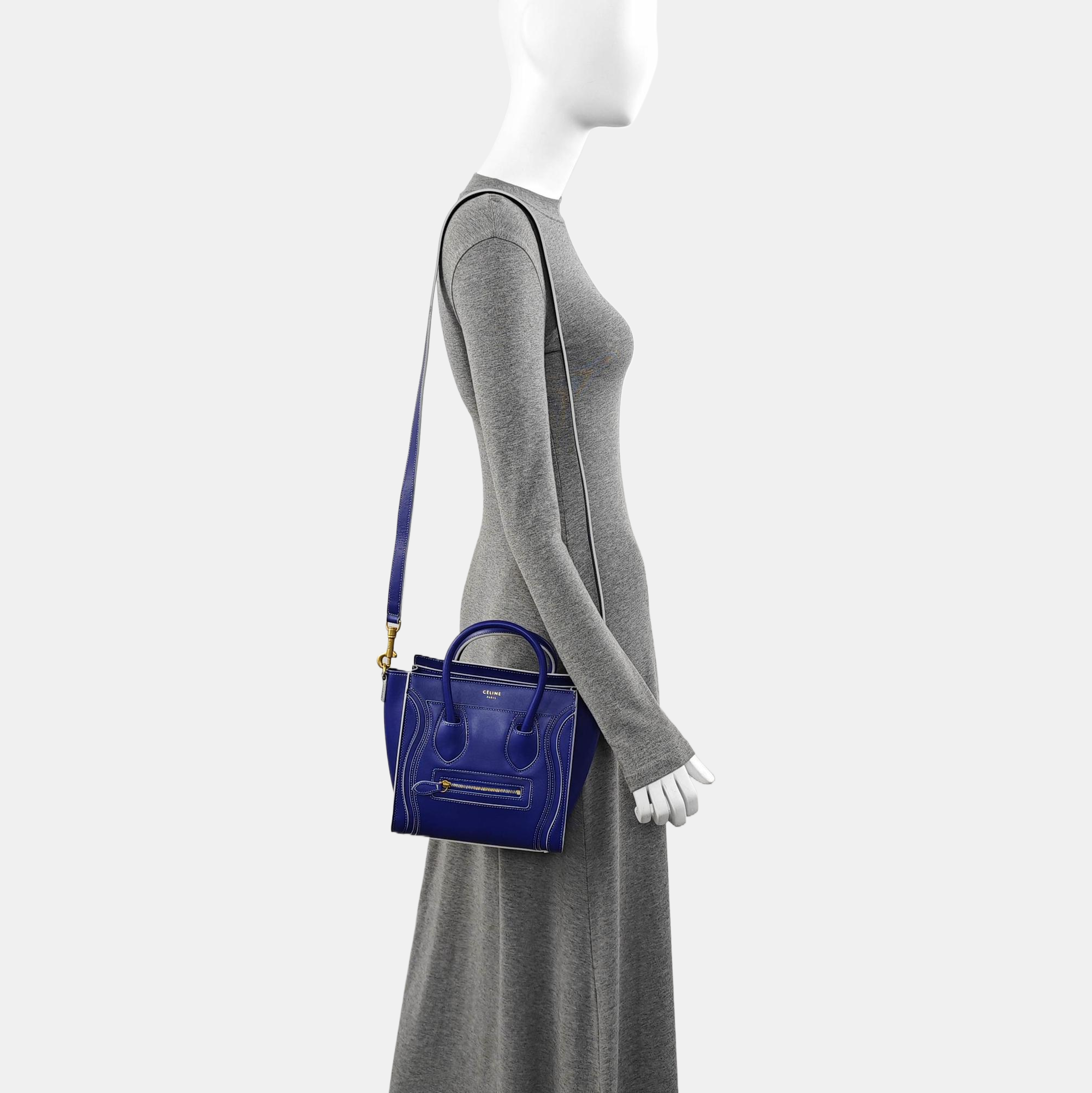 Authenticated pre-owned  LUGGAGE Calfskin Blue - Tote Bag at Looply