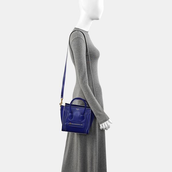 Authenticated pre-owned  LUGGAGE Calfskin Blue - Tote Bag at Looply