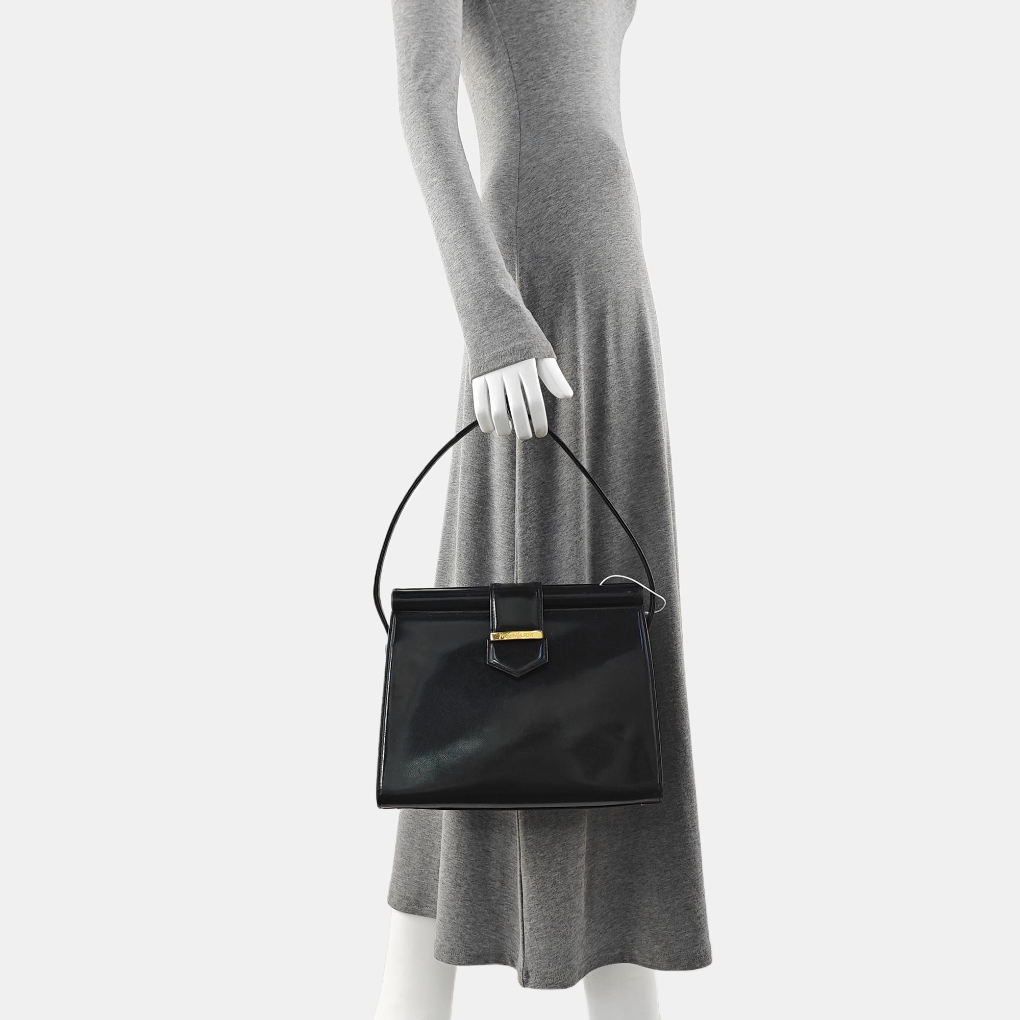 Calfskin Top Handle Bag Black