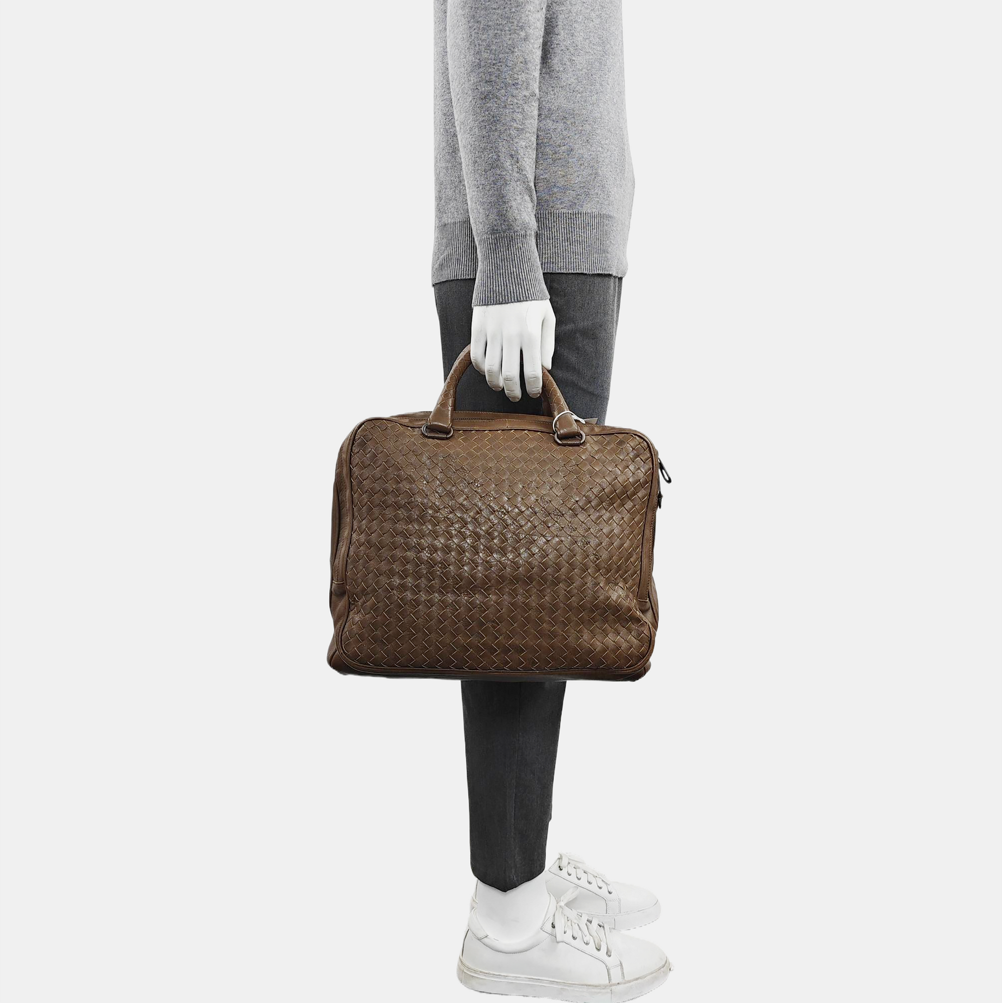 Leather Top Handle Bag Brown