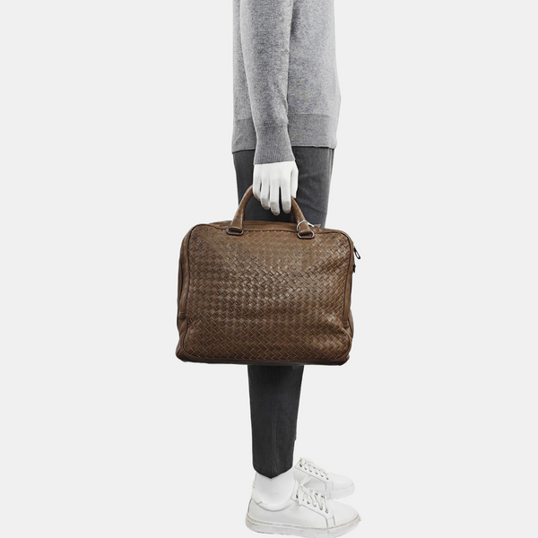 Leather Top Handle Bag Brown