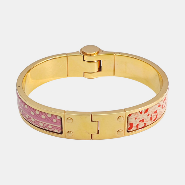 Enamel Hinged Bracelet Metal Gold Bangle