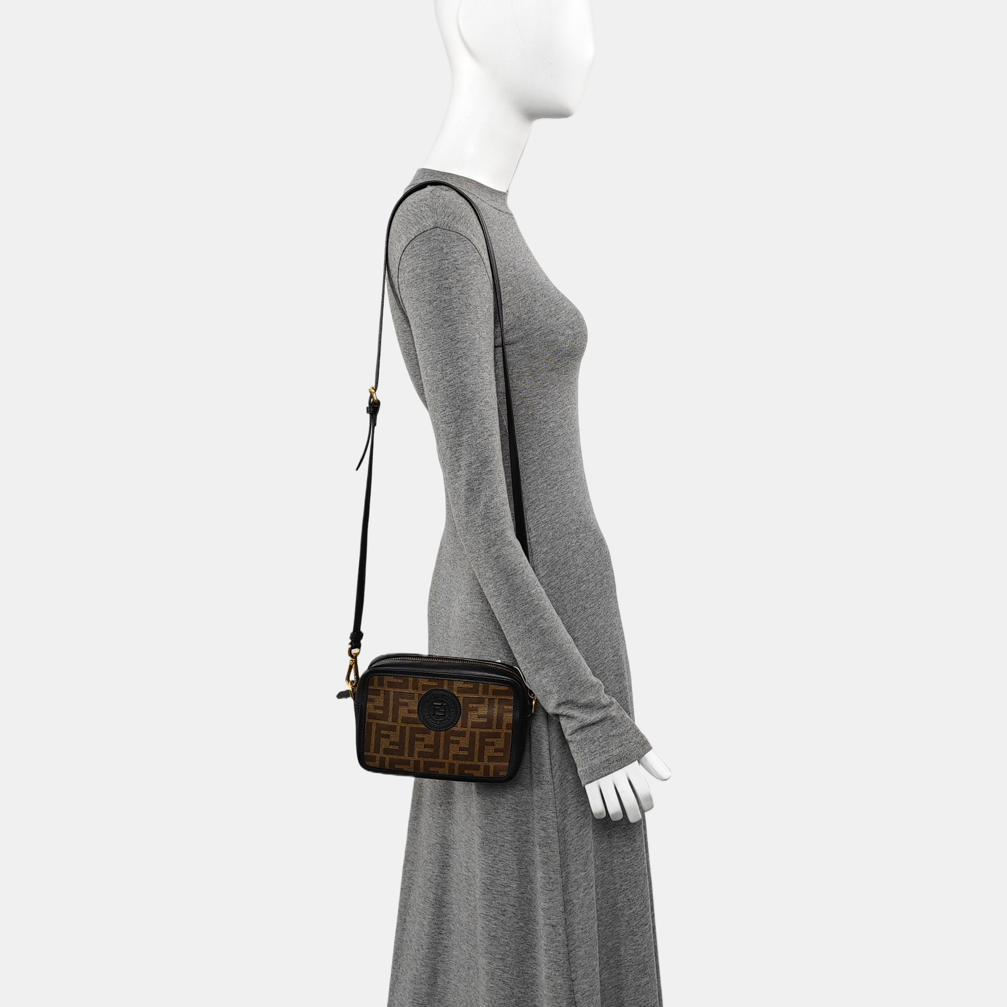 Coated Canvas Shoulder Bag Mini Brown