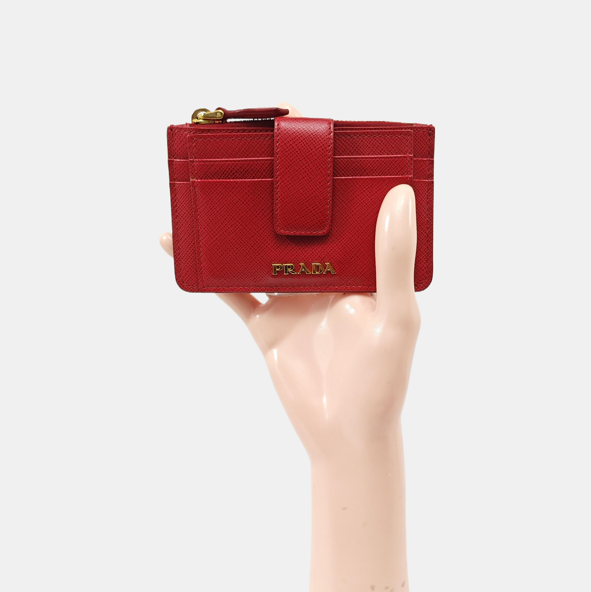 Saffiano Calfskin Card Holder Red