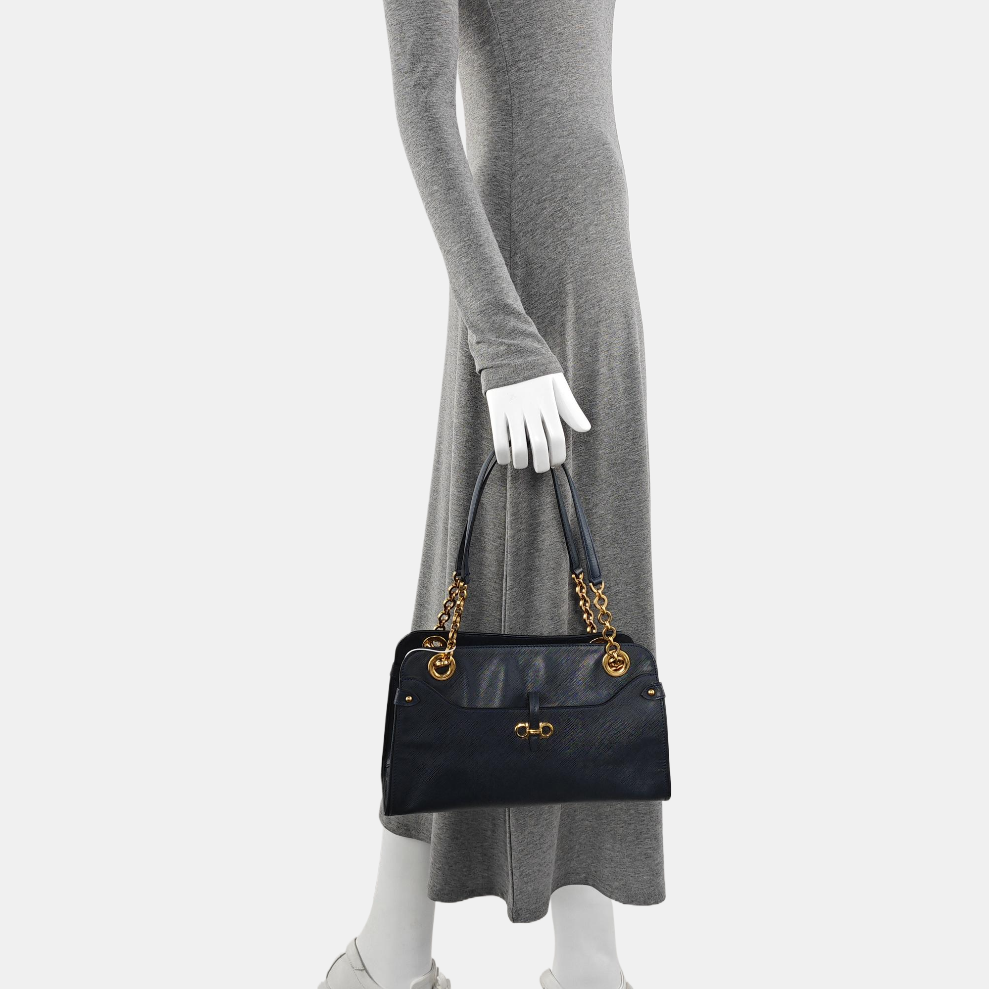 Calfskin Top Handle Bag Blue
