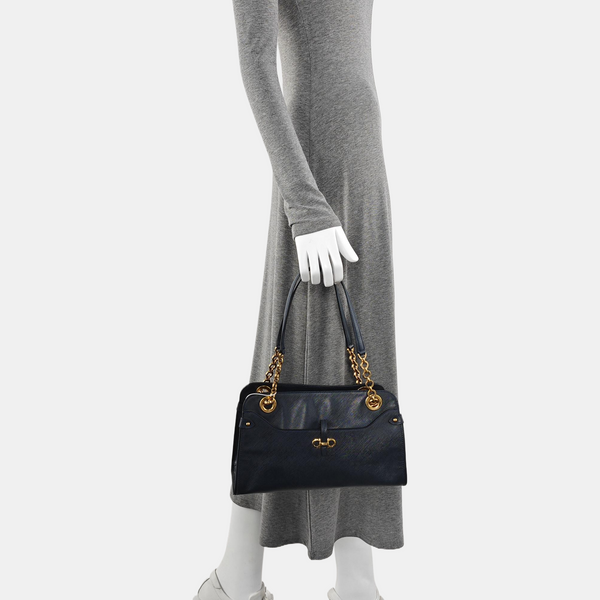 Calfskin Top Handle Bag Blue