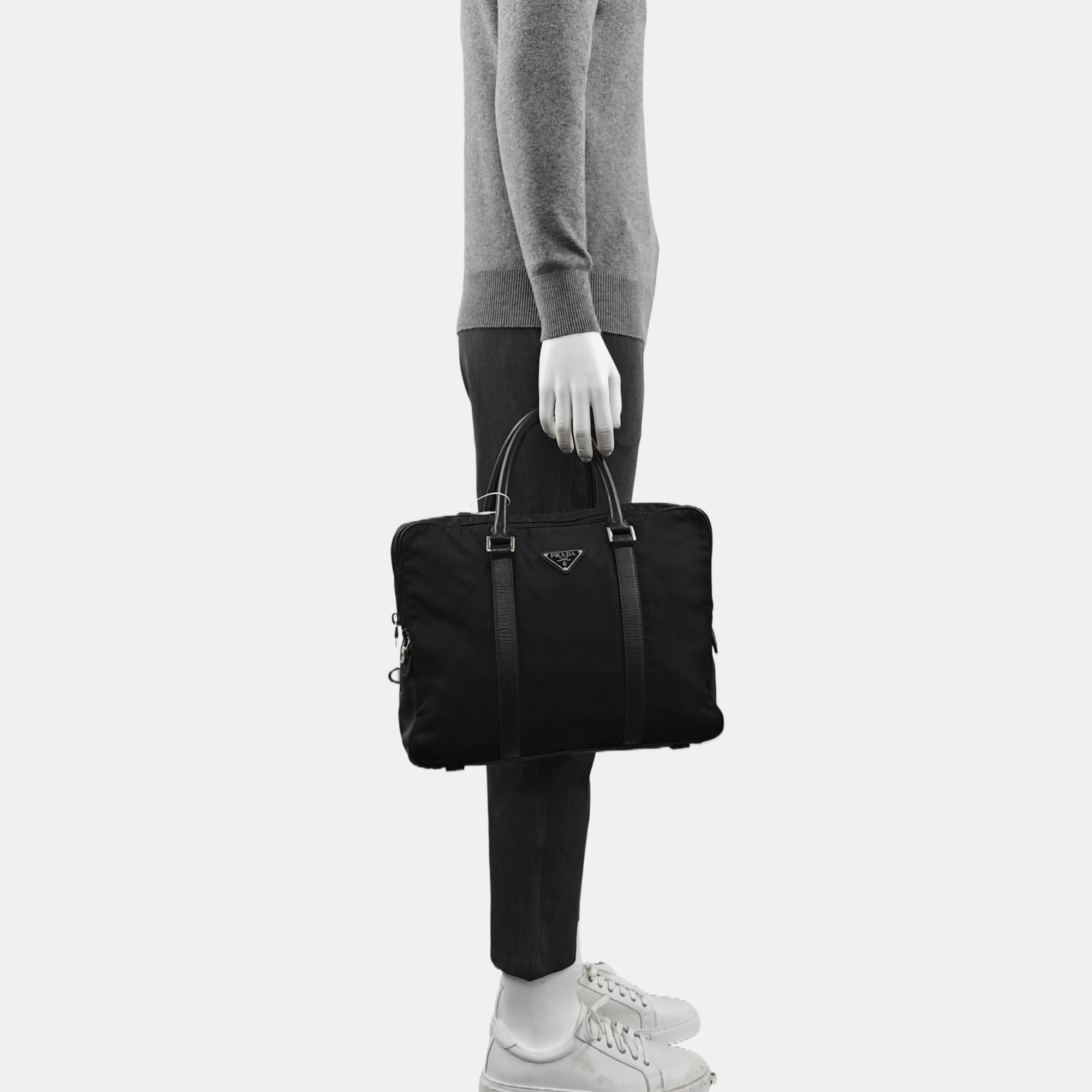 Nylon Top Handle Bag Black