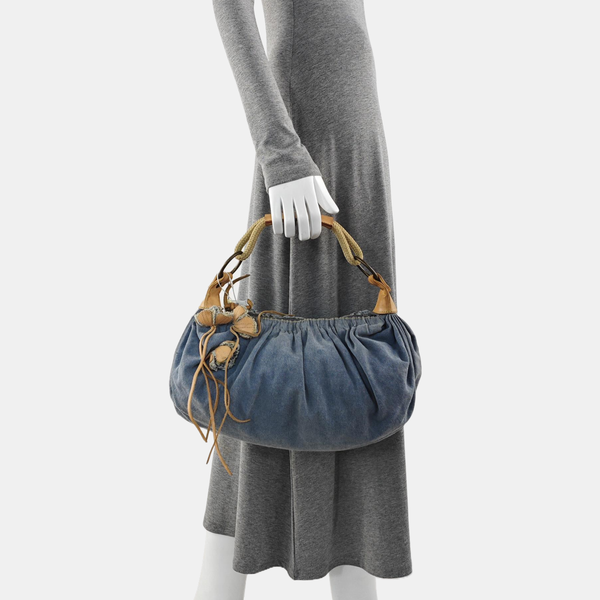Denim Top Handle Bag Blue
