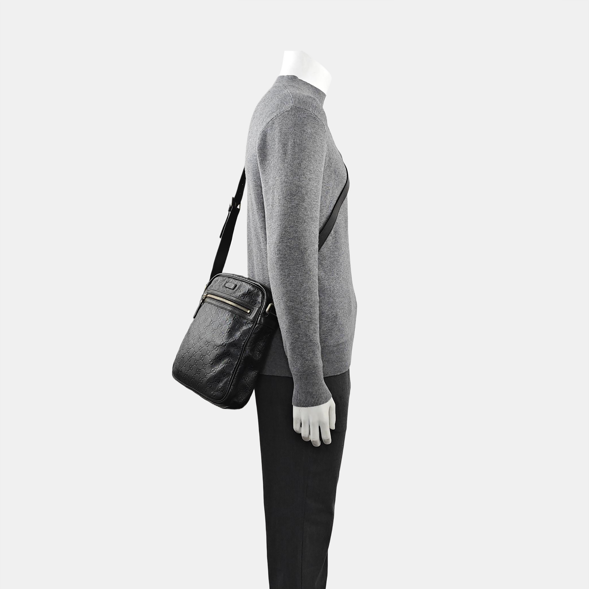 Monogram Calfskin Shoulder Bag Black