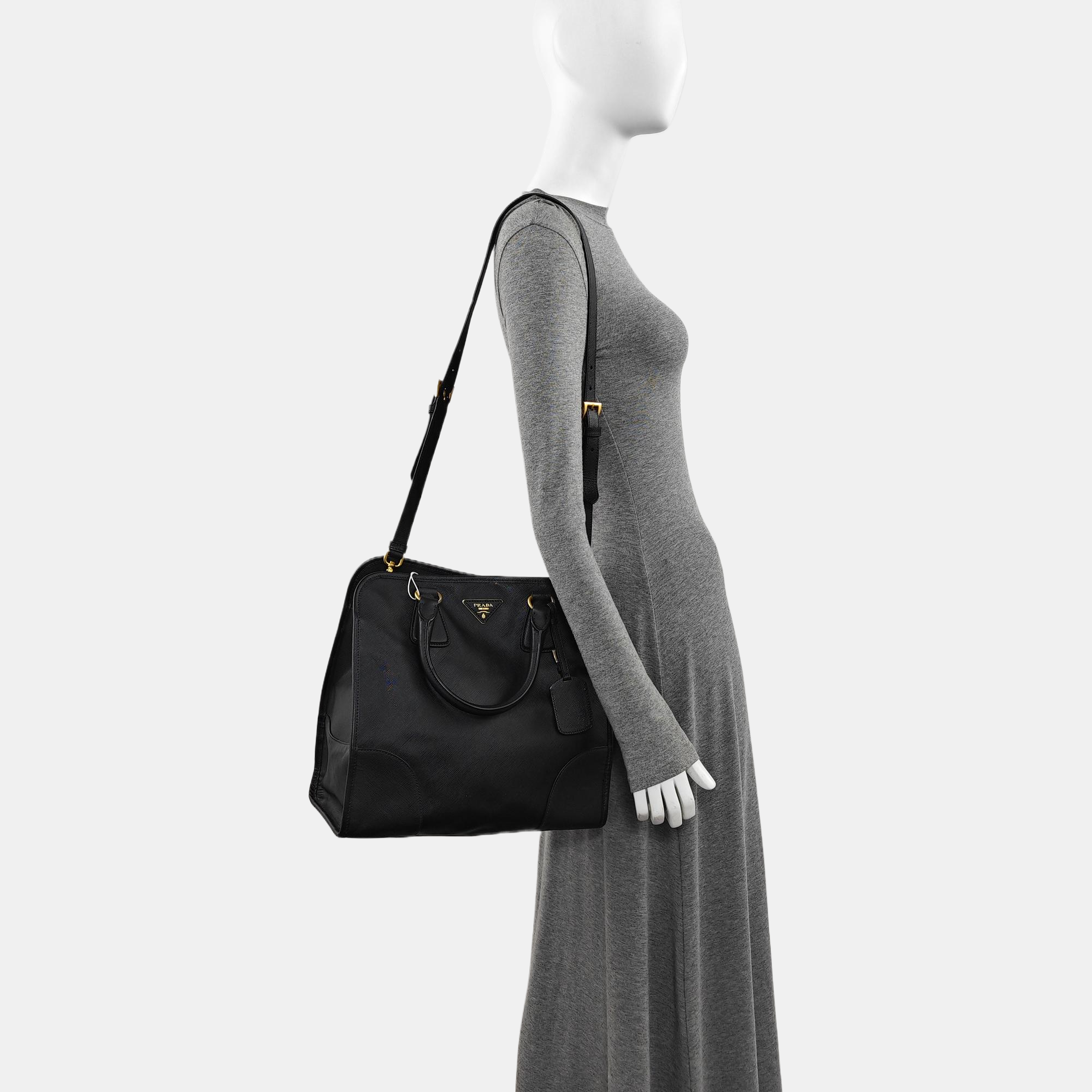 Saffiano Calfskin Shoulder Bag Black