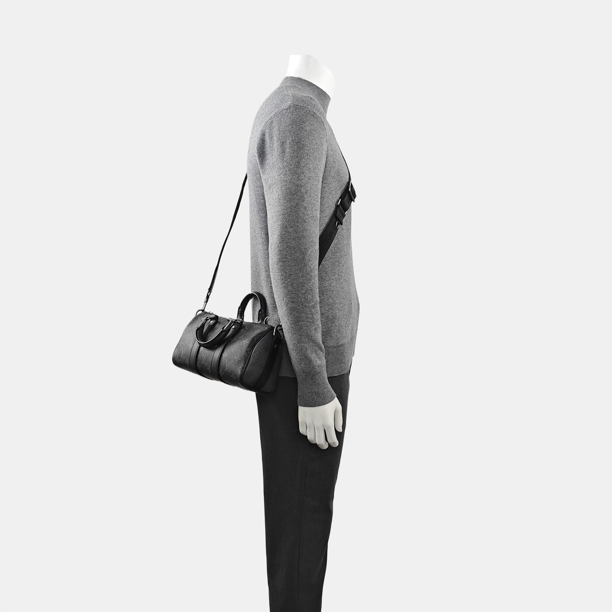 KEEPALL 25 Monogram Coated Canvas Black