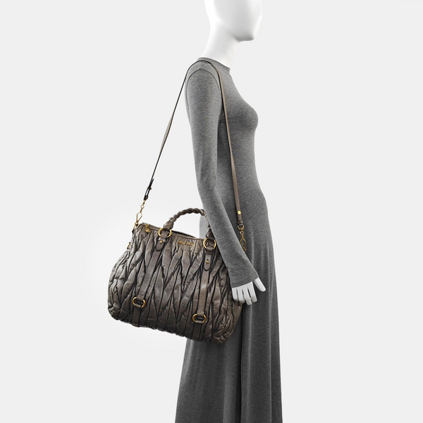 Quilted Calfskin Shoulder Bag Gray