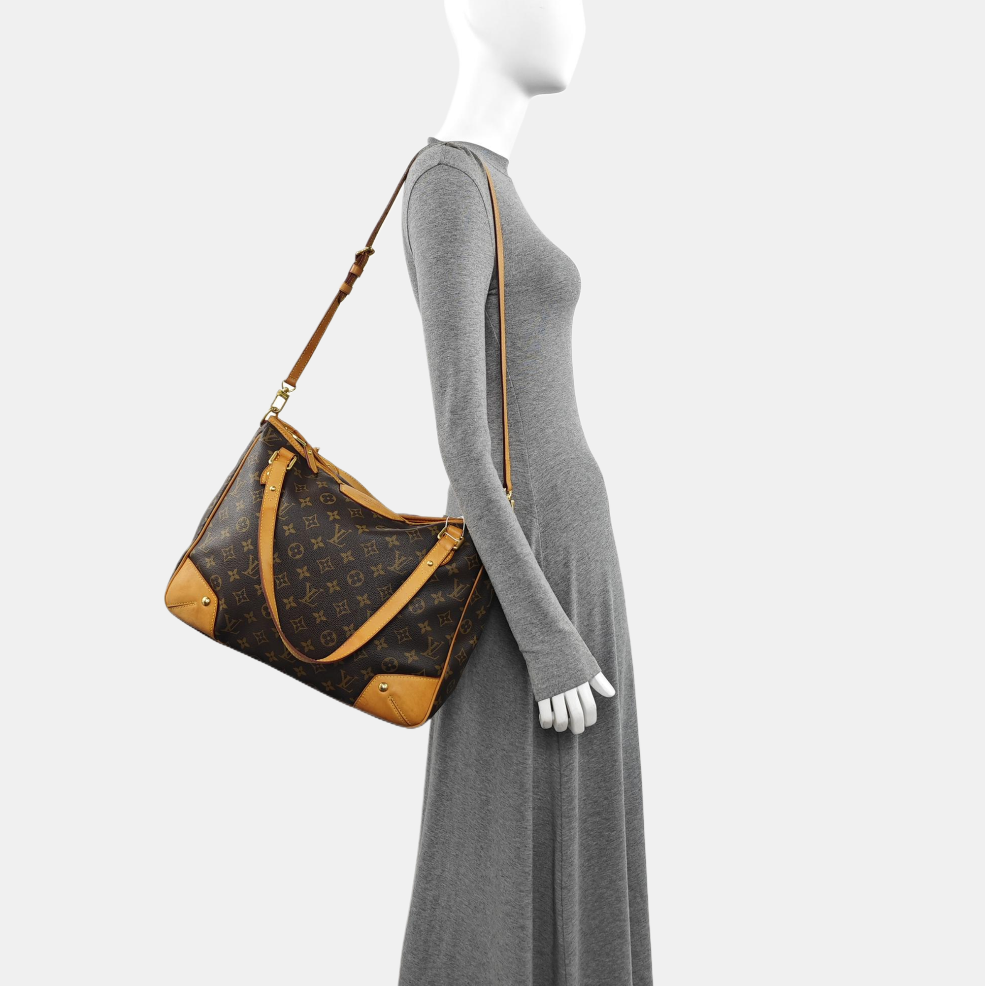 ESTRELA MM Monogram Coated Canvas Brown