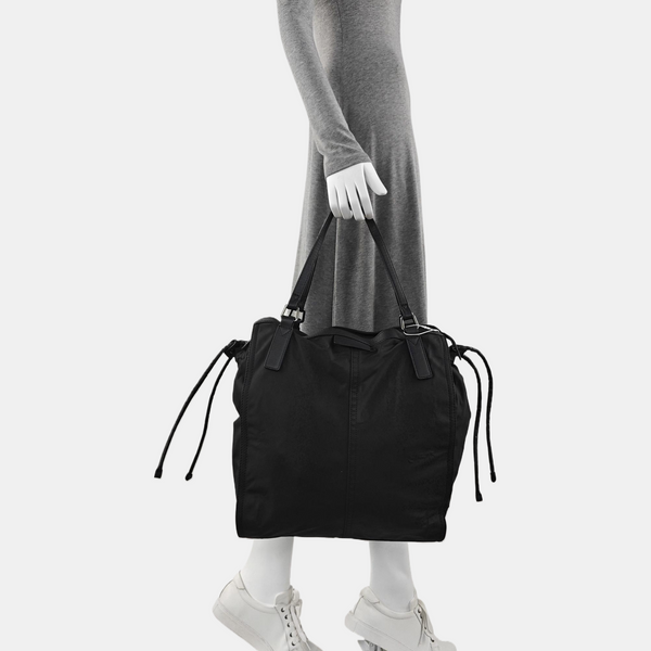 Nylon Top Handle Bag Black
