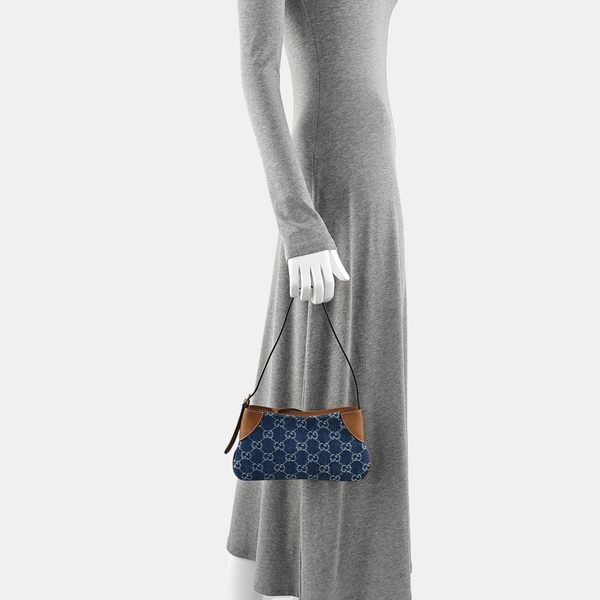 GG Emblem Small Monogram Denim Blue