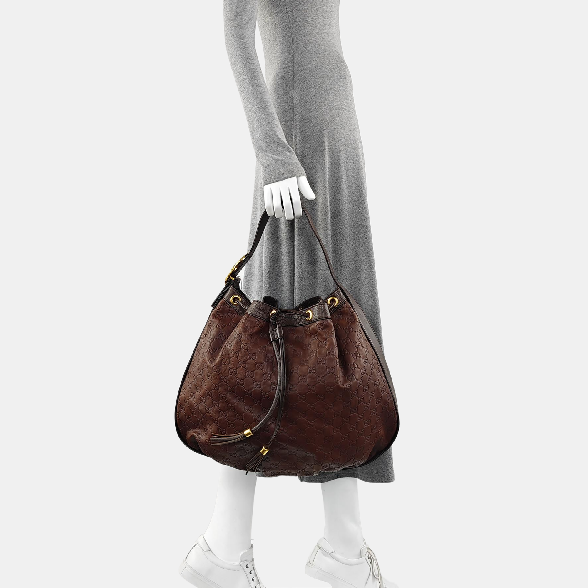 Monogram Calfskin Top Handle Bag Brown