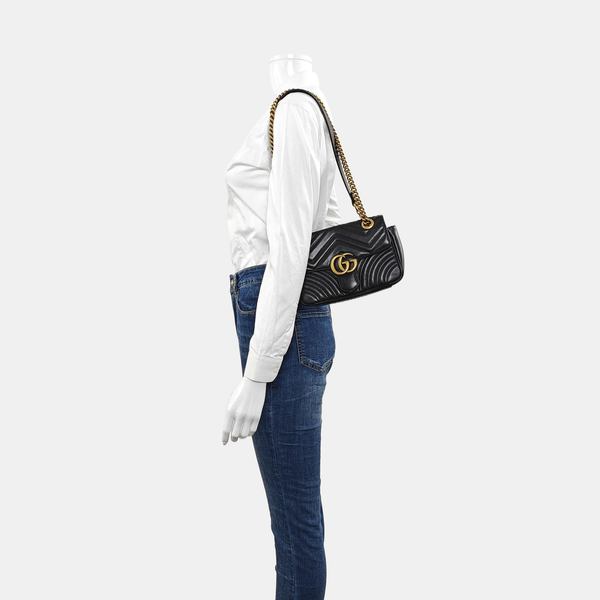 GG Marmont Small Quilted Calfskin Black